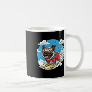 Skiing Pug Dog In Snowy Mountains Winter Vibes Coffee Mug
