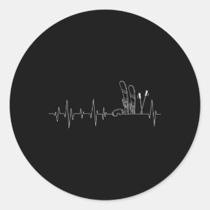 Skiing Pulse Heartbeat - Freestyle Skier Winter Sp Classic Round Sticker