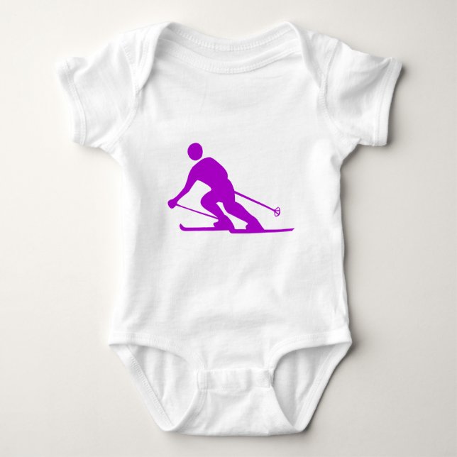 Skiing - Purple Baby Bodysuit (Front)