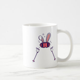 Skiing Rabbit Ski Poles Ski Goggles Easter Bunny  Coffee Mug