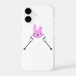 Skiing Rabbit with ski poles