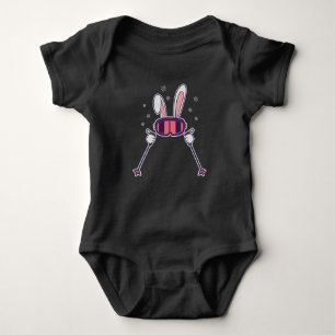 Skiing Rabbit with ski poles and ski goggles Baby Bodysuit