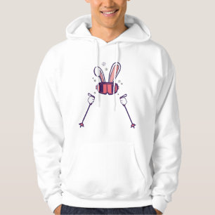 Skiing Rabbit with Ski Poles and Ski Goggles Easte Hoodie