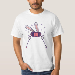 Skiing Rabbit with ski poles and ski goggles T-Shirt