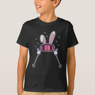 Skiing Rabbit with ski poles and ski goggles T-Shirt