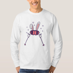 Skiing Rabbit with ski poles and ski goggles T-Shirt