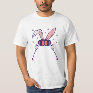 Skiing Rabbit with ski poles and ski goggles T-Shirt