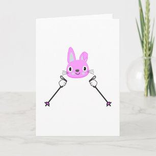 Skiing Rabbit with ski poles Card