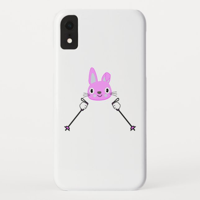 Skiing Rabbit with ski poles Case-Mate iPhone Case (Back)