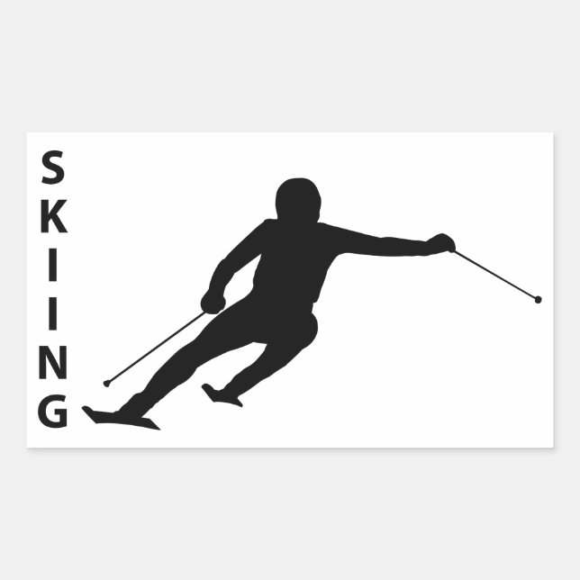 Skiing Rectangular Sticker (Front)