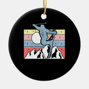 Skiing Retro Ceramic Ornament