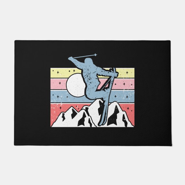 Skiing Retro Doormat (Front)