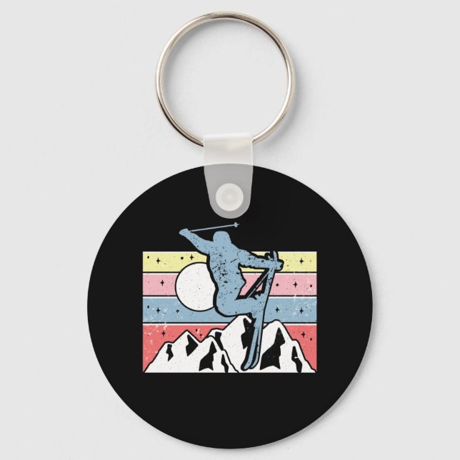Skiing Retro Key Ring (Front)