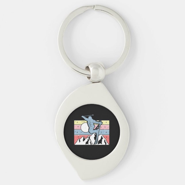 Skiing Retro Key Ring (Front)