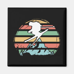 Skiing Retro Magnet
