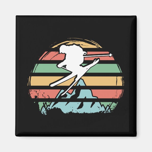 Skiing Retro Magnet (Front)