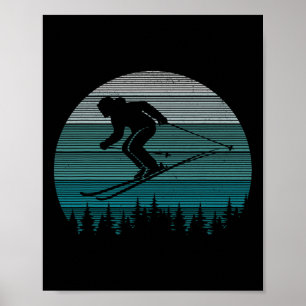 Skiing Retro Skier Mountain Extreme Winter Sports Poster