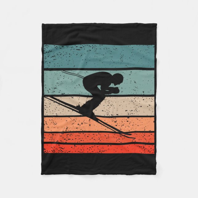 Skiing Retro Style Vintage  Fleece Blanket (Front)