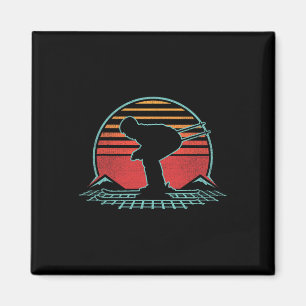 Skiing Retro Vintage 80s Style Skier Gift Magnet