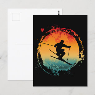 SKIING RETRO VINTAGE  POSTCARD