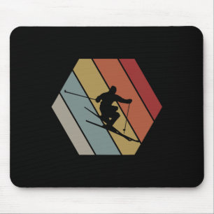 Skiing Retro Vintage Winter Gift For Skier  Mouse Pad