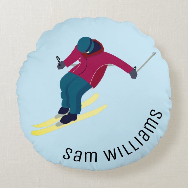 Skiing Round Cushion (Front)