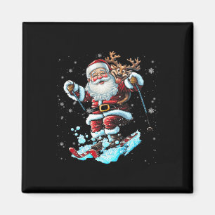 Skiing Santa Christmas Ski Winter Sport X-mas Paja Magnet