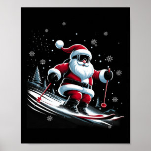 Skiing Santa Claus Christmas Ski Winter Sport X-ma Poster