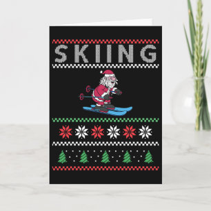 Skiing Santa Funny Christmas Skiing Lover Santa Sk Card