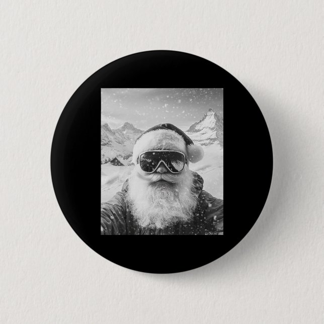 Skiing Santa Selfie Christmas  6 Cm Round Badge (Front)