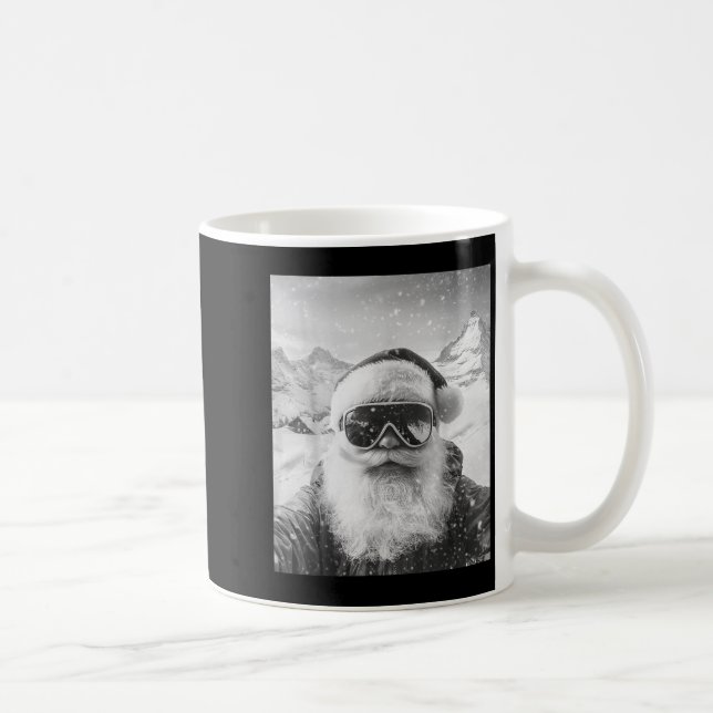 Skiing Santa Selfie Christmas  Coffee Mug (Right)
