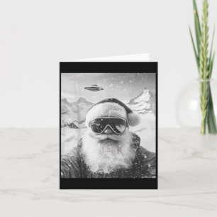 Skiing Santa Ufo Selfie Christmas Card