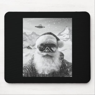 Skiing Santa Ufo Selfie Christmas Mouse Pad