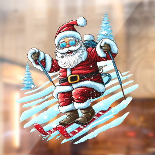 Skiing Santa Window Cling
