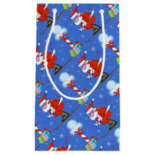Skiing Santas Christmas Gift Bag