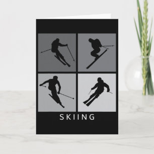 Skiing Silhouette Alpine Skier Winter Sports Card