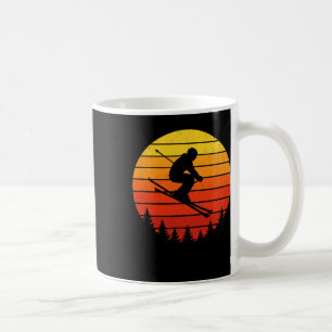 Skiing Silhouette - Retro Sunset Skiers Coffee Mug