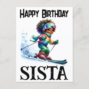 Skiing Sista The Dad Father's Day father birthday  Holiday Postcard