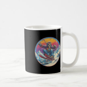 Skiing Skeleton Retro Skier Skull Mountain Snow Sp Coffee Mug