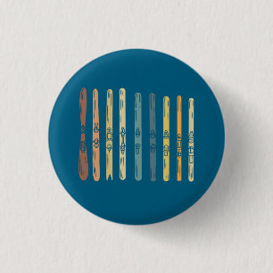 Skiing Ski Boards Gift 3 Cm Round Badge