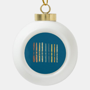 Skiing Ski Boards Gift Ceramic Ball Christmas Ornament