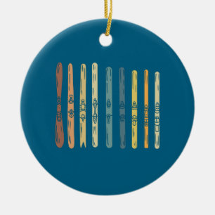 Skiing Ski Boards Gift Ceramic Ornament