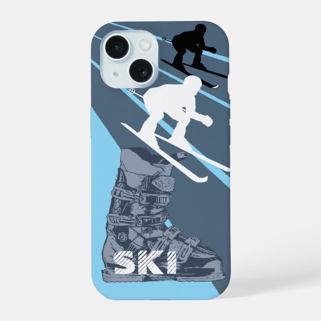 Skiing Ski Boot Blue iPhone Case (Back)