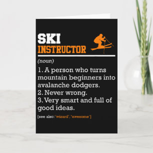 Skiing Ski Instructor Ski Slope Funny Trainer Card