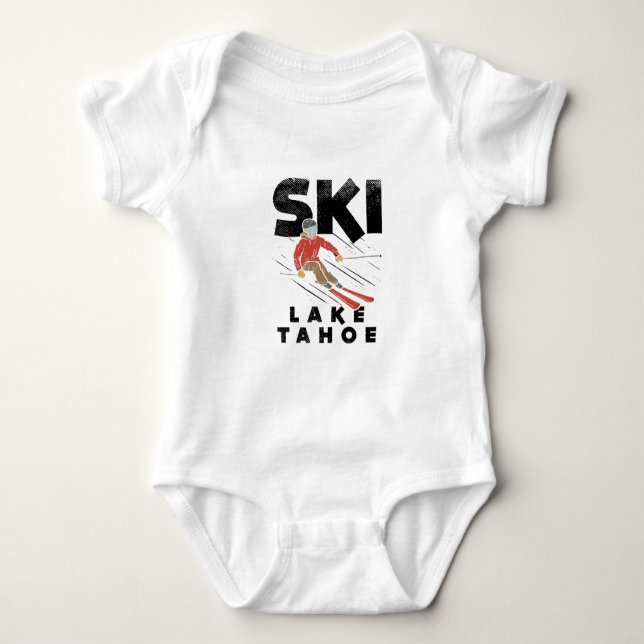 Skiing - Ski Lake Tahoe Baby Bodysuit (Front)