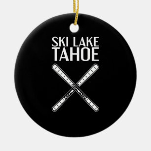 Skiing - Ski Lake Tahoe Ceramic Ornament