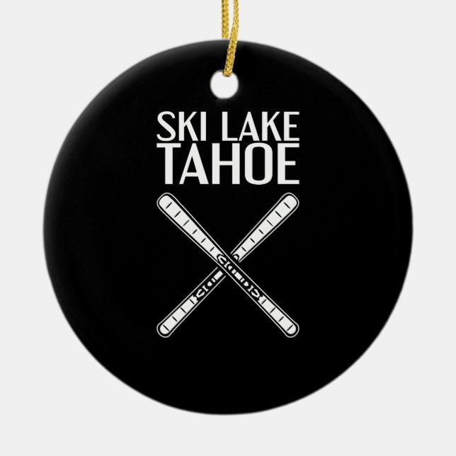 Skiing - Ski Lake Tahoe Ceramic Ornament (Front)
