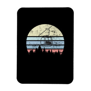Skiing Ski Lift Retro Magnet