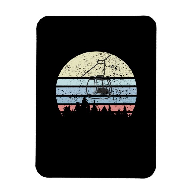 Skiing Ski Lift Retro Magnet (Vertical)