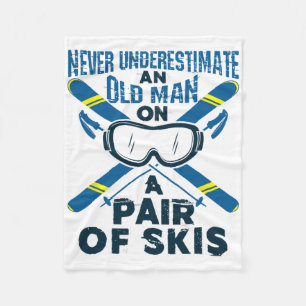 Skiing Ski Lover Winter Sports Old Man Senior Skie Fleece Blanket
